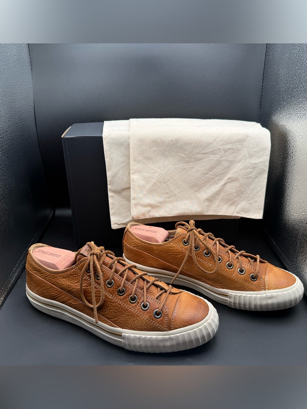 Bootleg John Varvatos Brown Tumbled Leather Sneakers 9